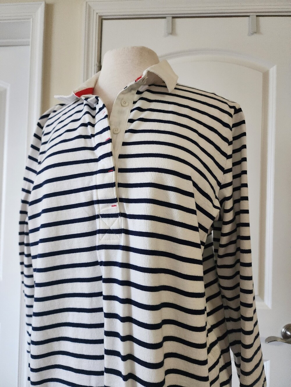 Striped Midi Dress with Navy and White Breton Stripes